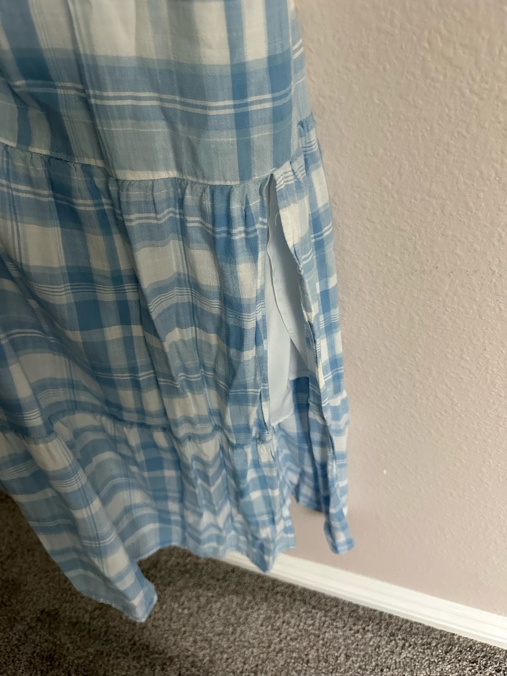 Hollister Blue Plaid Tie-Back Maxi Dress - Picture 3 of 5